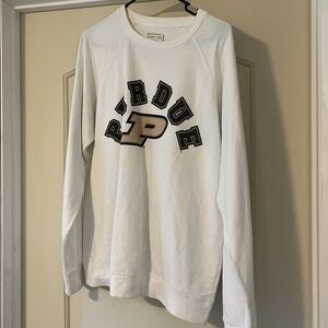 Purdue White Crewneck Sweatshirt with Black Logo